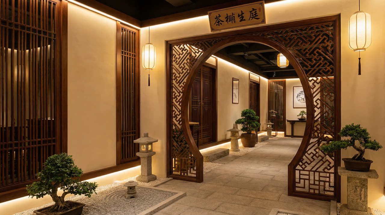 富美精工雕刻中式室内装饰展示